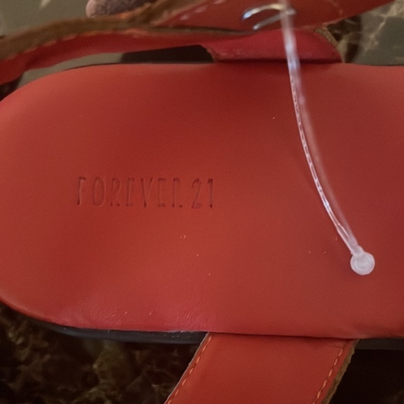 Forever 21 Red Vegan Leather Criss Cross Strappy Sandals - Picture 8 of 10